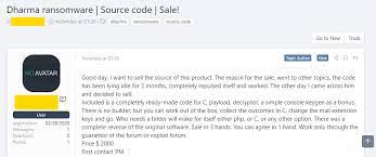 Source Code Of Dharma Ransomware Pops Up For Sale On Hacking Forums Zdnet