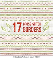 Find & download free graphic resources for cross stitch patterns. Cross Stitch Embroidery Set Of Borders Set Of Cross Stitch Pattern For Thin Borders Geometric Frames For Cross Stitch Canstock