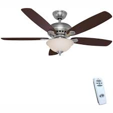 Hampton Bay Southwind 52 In Led Indoor Brushed Nickel Ceiling Fan With Light Kit And Remote Control 52379 The Home Depot