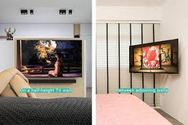 Here at manelmount we subscribe to the notion that it's one thing to just watch tv.and a whole other thing to treat your bedroom like a second family room. 5 Different Ways You Can Place A Tv In Your Living Spaces Qanvast