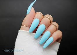 Blue coffin nails with glitter | baby blue nails, blue. Light Blue Acrylic Nails Coffin Short Nail And Manicure Trends