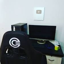 Now That Completes My Work Space Mounted My Youtube Silver Play Button N Got A White Board To Note Down My Work To Be Done Id White Board Work Space Space