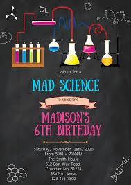 Birthday Party Flyer Templates Mad Science Birthday Party Invitation In 2020 Happy Birthday Posters Science Birthday Birthday Invitations