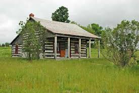 Detail of pioneer log cabin. 1853 Pioneer Log Cabin Grey Roots