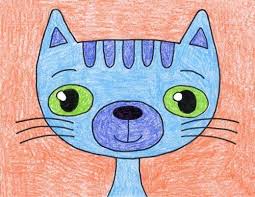 How To Draw A Cartoon Cat Face Step By Step Draw A Cartoon Cat Face Art Projects For Kids Cartoon Cat Drawing Kids Art Projects Cartoon Drawings