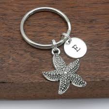 starfish gift keyring personalised initial