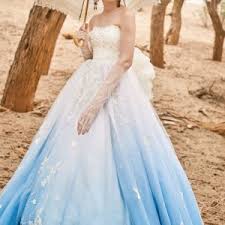 Leanne marshall, flowing blue hued gown from the fw21 collection. Tiglily 2018 Bridal Strapless Sweetheart Neckline Heavily Embellished Bodice Romantic Princess Blue Color Ball Gown A Line Wedding Dress Cielo Mv Wedding Inspirasi