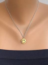 Emoji Necklace Happy Face Charm Necklace Smiley Face Silver Chain Happy Face Emoji Jewelry Bff Gift Best Friend Gift Gift For Her By Nalansjewellery O Taki