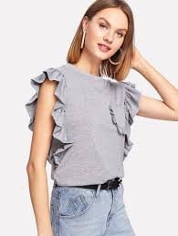 Frill Trim Sleeveless Tee Tops Sleeveless Tee Frill Tops