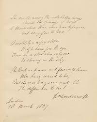She Dwelt Among The Untrodden Ways Wordsworth S Lucy Poem From The Autograph Album Of Emma Isola Moxon March 1837 Poems Daffodils Poem Writing Poems