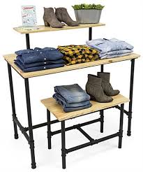 Set Of 2 Wooden Pipeline Nesting Tables Rectangular Metal Legs Natural In 2020 Nesting Tables Flooring Sale Wood Design