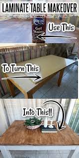 Laminate Table Makeover With Paint And Gel Stain Laminate Table Makeover Laminate Furniture Makeover Staining Furniture