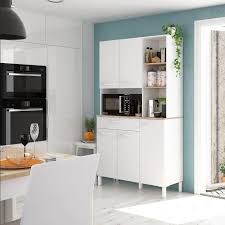 Microwaves can fit on top of some of the carts and tuck into shelves on others. Elma Tall Large Utility Room Kitchen Pantry Cupboard With Microwave Storage Section