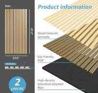 Art3d Pannelli acustici 60 x 120 cm MDF 4 Pannelli acustici in legno  Pannelli murali 3D Rivestimento fonoassorbente a doghe per pareti 2 cm di  ...