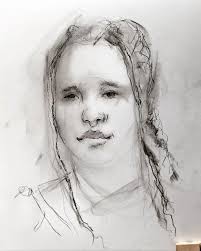 15 minute street portraits: Right when this woman came up I was psyched to  draw her. As the drawing took form I felt like could see these two aspects  of her -