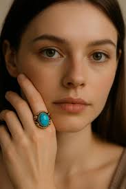 Buy Turquoise Statement Ring, Oval Gemstone Ring, Vintage Style Ring, Boho  Southwestern Jewelry, Handmade Turquoise Ring for Women, Ak-3lsyn Online in  India