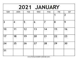 Ideal for use as a work calendar, church calendar, planner, scheduling reference, etc. January 2021 Calendar Free Printable Calendar Com