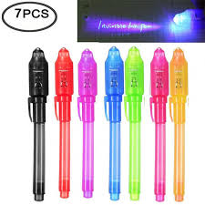 Wholesale 7 Pcs Uv Light Pen Set Invisible Ink Pen From China