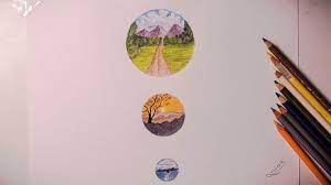 drawing nature how to paint a landscape in a circular color wood drawings painting landscape