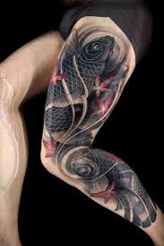 Black And White Koi Fish Tattoo Leg 60 Incredible Leg Tattoos Cuded Koi Tattoo Design Leg Tattoos Sleeve Tattoos