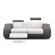 Canapé 2,5 places idyl design en cuir : Canape 2 Places Design Relax Oslo En Cuir Blanc Et Gris Dip