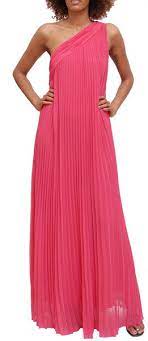 Halston Heritage One Shoulder Pleated Maxi Dress In Pink 410 Adasa Lookastic