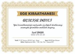ege kiraathanesi acilis davetiyesi instagram tarih mutluluk