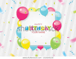 Happy Birthday Colorful Balloons Confetti Background Stock Vector Royalty Free 1519145219 In 2020 Confetti Background Confetti Balloons Colourful Balloons