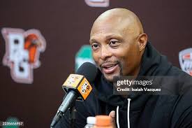 Chris McMillian of the Bowling Green Falcons shares a moment with... News  Photo