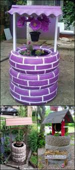 Wishing Well Planter Made From Recycled Tires Alte Reifen Gartendekor Recycelte Reifen