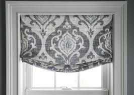 Black And White Roman Shades Kitchen White Cottage Custom Stationary Non Operable Relaxed Roman Shade In Slate And Spa Blue Medallion Fab Relaxed Roman Shade Fabric Window Treatments Roman Shades