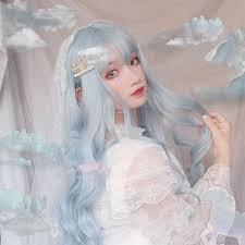 Crunchyroll forum anime girls long or short hair page 80. Soft Girl Cute Blue Long Hair Wig With Bangs Anime Aesthetic