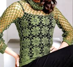 Yesil Kazak Krose Ust Guzel Tig Bluz