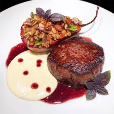 Home Chef Seattle On Instagram Pan Seared Wagyu Top Sirloin Cabernet Poached Pear With Caramelized Nuts And Pumpkin Seeds Gorgonzola Sauce Cabernet Sauce