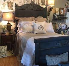 Metallic raised stencil ~ chalk paint ~ gold wax. Beautiful Bed Finished In Graphite With Washes Of Coco And Old Ochre Chalk Paint By Annie Sloan Bedroom Furniture Makeover Home Decor Bedroom Painted Beds