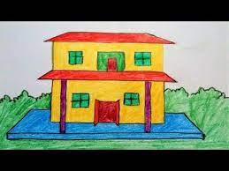 How To Draw A Scenery With Two Floor House Easy Tutorial Drawing Two F Drawing Tutorial Drawings Easy Tutorial