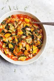 Zucchini Stew With Tomato Sauce And White Beans Recipe Healthy Summer Recipes Vegan Stew Stew Recipes