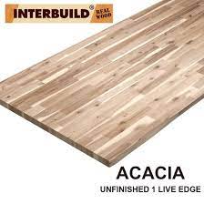 (635mm x 1829mm) 25 in. Acacia Butcher Block Countertop In Natural Wood Grain With Live Edge 6 Ft L X 25 In D X 1 5 In T