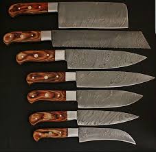 Maybe you would like to learn more about one of these? Set Of 7 Handmade Damascus Chef Knife With Pakka Wood Handle Cf 15 Esaleknives