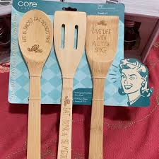 #12 9 pcs silicone spatula set. Core Bamboo Kitchen Bamboo Utensil Set With Cute Sayings Poshmark