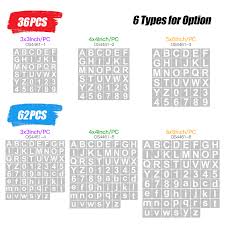 These 5 inch alphabet stencils are suitable for your craft projects. 62pcs 5 Inch Letter And Number Stencils Reusable Washable Alphabet Stencils Environment Friendly Pet Art Craft Templates For Painting On Wood Fabric Wall Door Decor Home Sign Buy Online At Best Prices In