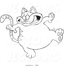 Download this adorable dog printable to delight your child. Vector Of A Cartoon Walking Fat Cat Outlined Coloring Page By Toonaday 19831