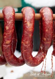 It's made of pork, onions, garlic, pepper, seasonings, and wine. Garlic Sausage Taste Of Artisan
