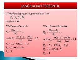 ., 99 n = banyaknya data untuk lebih jelasnya, pelajarilah contoh soal berikut ini. Jangkauan 1 Kelompok Data 2 3 5 6 Maka Jangkauan R Xmax Xmin R 6 2 Ppt Download