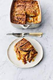 Jamie Oliver S Veggie Moussaka With Sweet Tomato Grilled Aubergines Creamy Porcini And Feta Sauce Recipe Veggie Moussaka Moussaka Moussaka Recipe