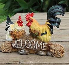 Amazon Com Danmu Polyresin Hen And Rooster Chichen Statue Hen Statue Rooster Statue Garden Statues Outd Rooster Garden Outdoor Statues Farm Animals Decor