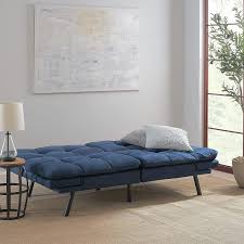 71.5l x 43.5w x 16h. Amazon Com Mainstay Memory Foam Futon Blue Suede Furniture Decor