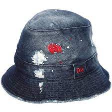 Dsquared2 Men Washed Denim Bucket Hat Hats For Men Fishing Hats Mens Denim Bucket Hat