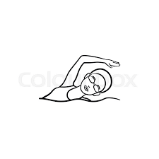 A cartoon cartoon drawings easy drawings cartoon characters chalkboard doodles kindergarten activities funny cartoons learn to draw. Female Freestyle Swimmer Hand Drawn Stock Vector Colourbox