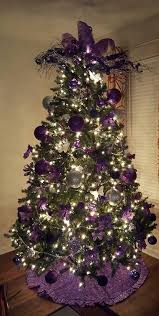 Violet Christmas Tree Love The Feather Topper And The Ruffled Tree Skir Purple Christmas Tree Decorations Purple Christmas Decorations Purple Christmas Tree